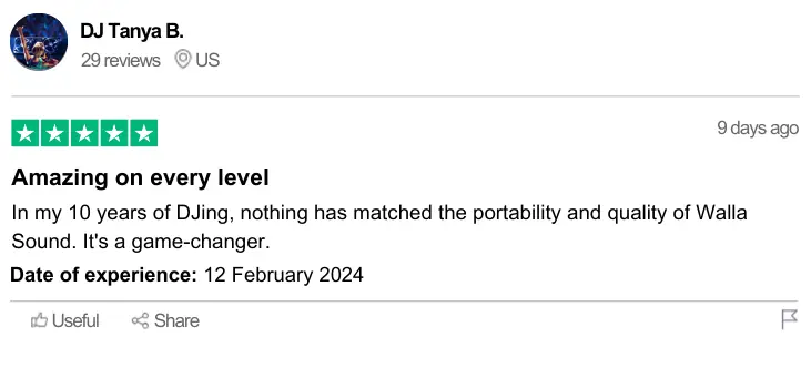 Trustpilot review Walla Sound